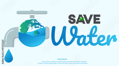 save water graphic design vector or background greeting card or poster for campaign
