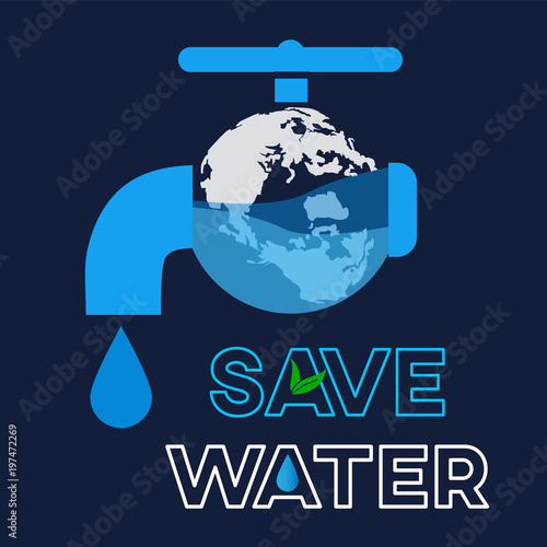 save water graphic design vector or background greeting card or poster for campaign