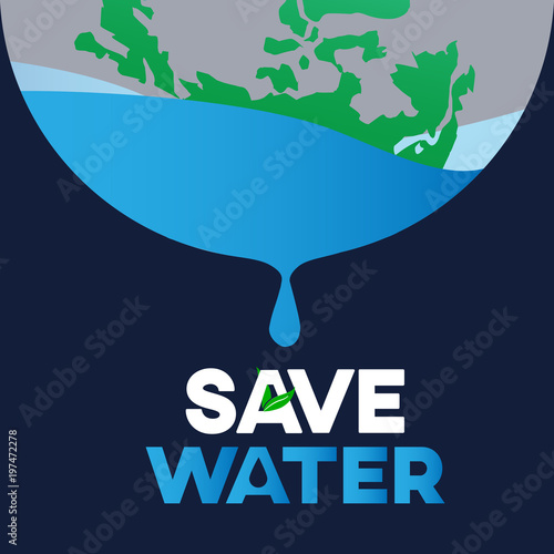 save water graphic design vector or background greeting card or poster for campaign