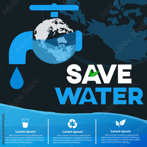 save water graphic design vector or background greeting card or poster for campaign