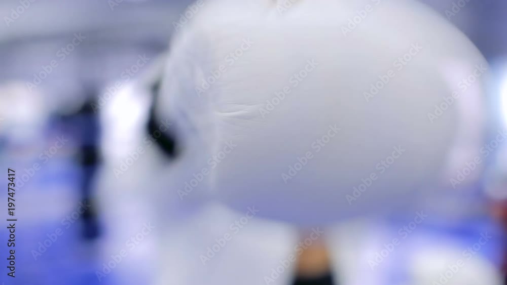 Beautiful businesswoman in boxing gloves Beautiful businesswoman in boxing gloves
