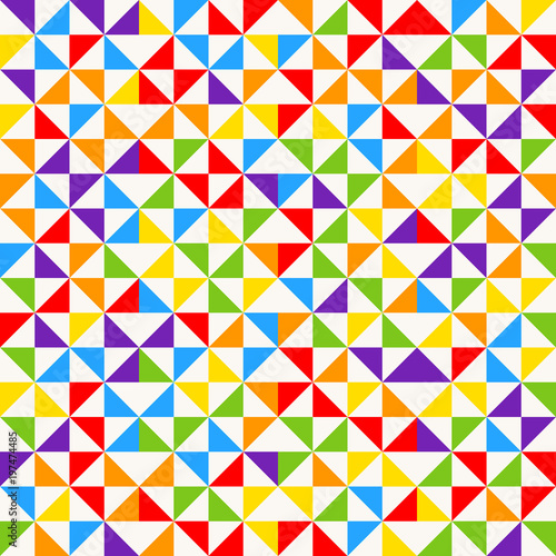Rainbow mosaic tiles, abstract geometric background, seamless vector pattern.