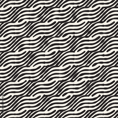 Hand drawn striped seamless pattern with brushstrokes tiling. Abstract freehand texture for print