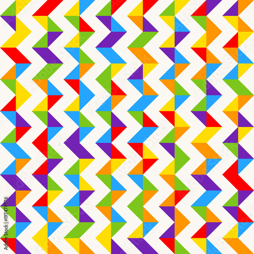 Rainbow mosaic tiles, abstract geometric background, seamless vector pattern.