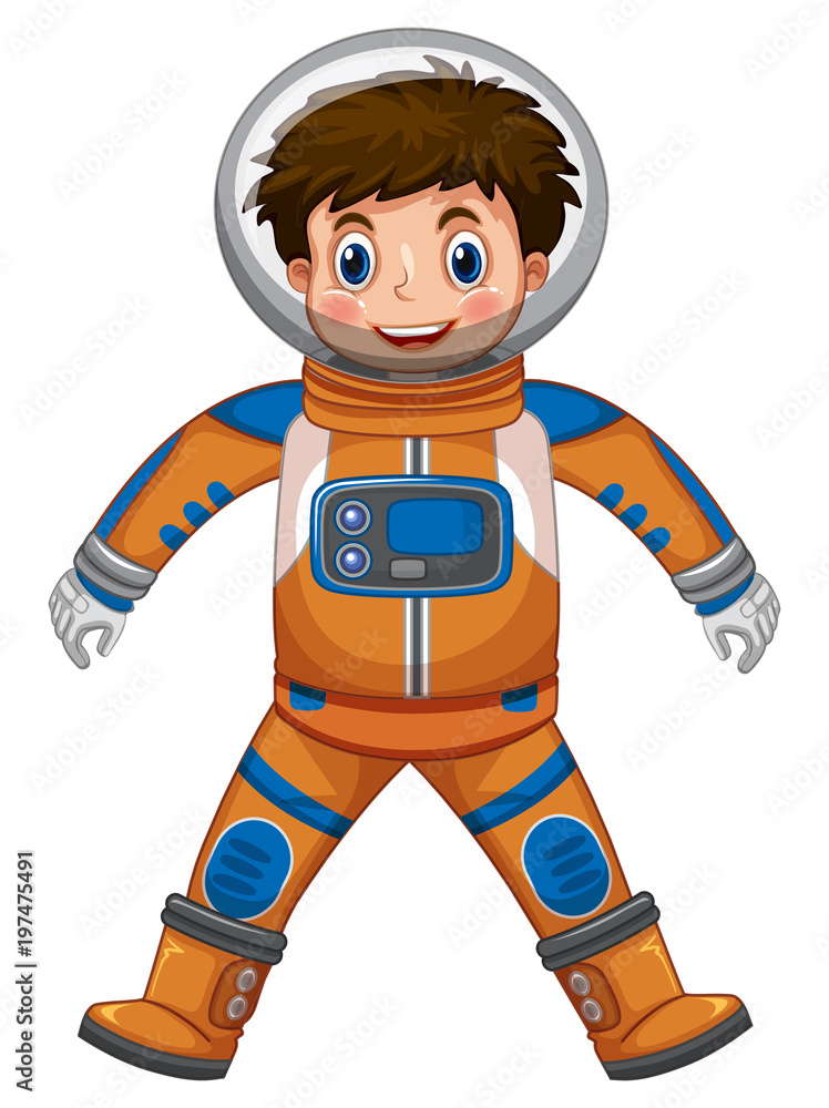 Happy boy in astronaut costume