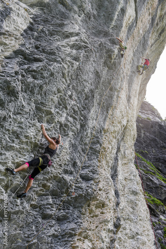 People climbing on the rock at Engelberg on Switzerland