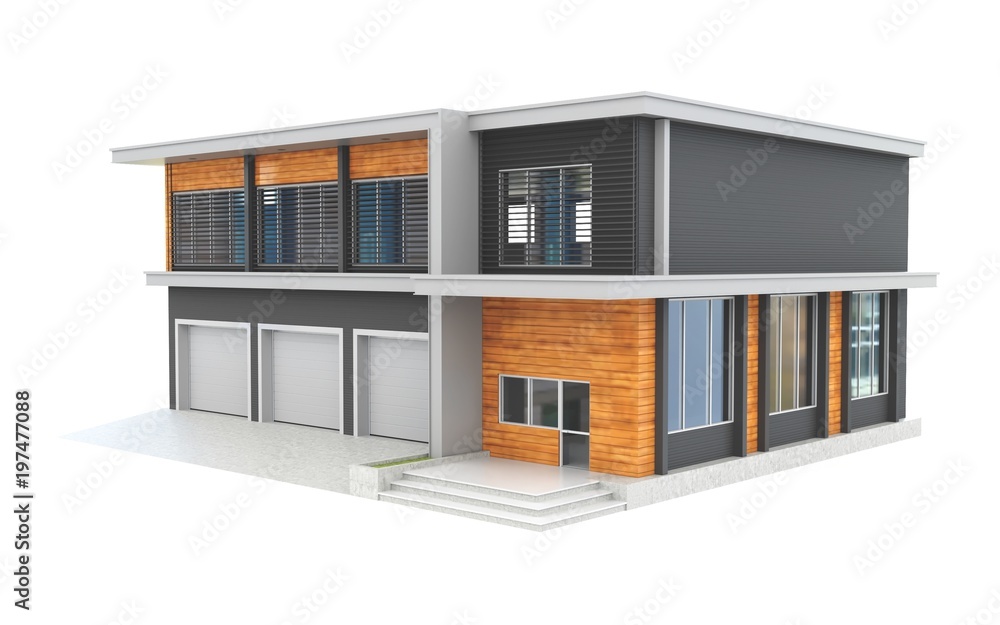 3d modern garage, service shop on white background 3D illustration