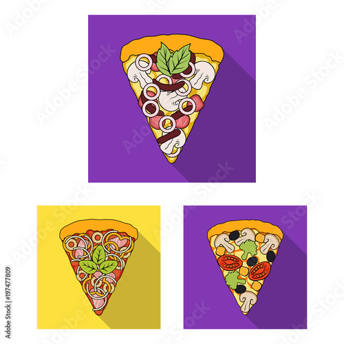 Different pizza flat icons in set collection for design.Pizza food vector symbol stock web illustration.