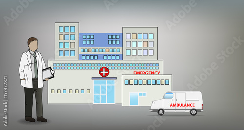 Medical Doctor in Front of Hospital Concept