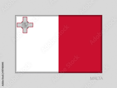 Flag of Malta. National Ensign Aspect Ratio 2 to 3 on Gray