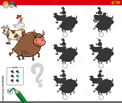 shadow activity game with farm animals