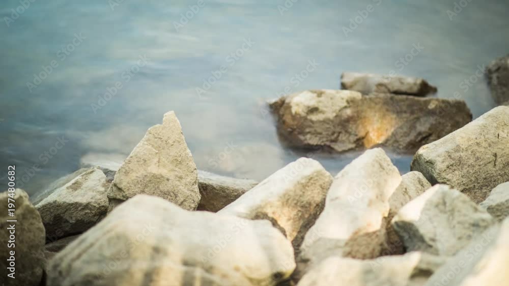 Mainz - rhine river waves crashing at stones time-lapse Mainz - rhine river waves crashing at stones time-lapse