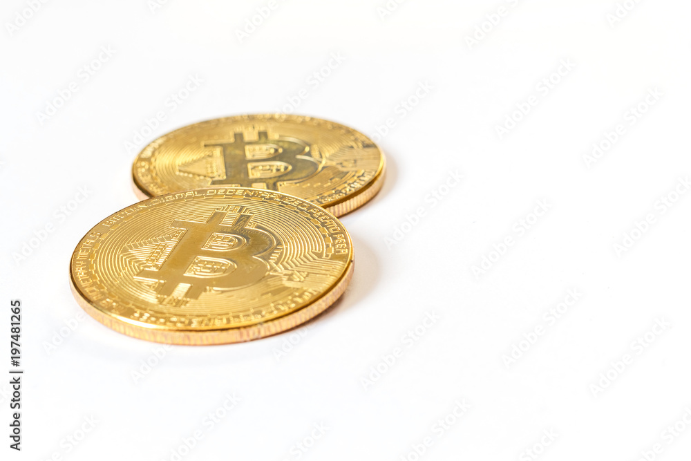 Golden bitcoin coin.Crypto currency physical bitcoin coins.