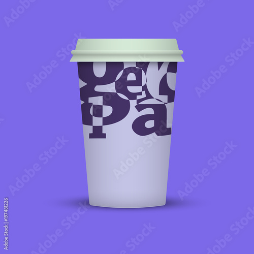 Coffee cup with creative letters photo