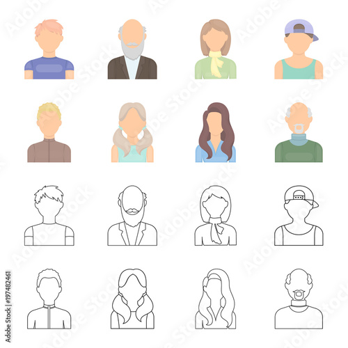 Boy blond, bald man, girl with tails, woman.Avatar set collection icons in cartoon,outline style vector symbol stock illustration web.