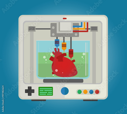 3D printer to print three-dimensional models for the internal organs. Heart transplant
