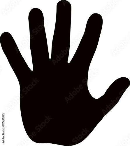 Silhouette model palm people. Drawn in black, isolated on white background.