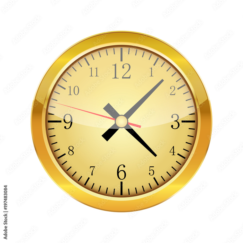 Gold glossy clock. Vector illustration. Gold glossy clock. Vector illustration.