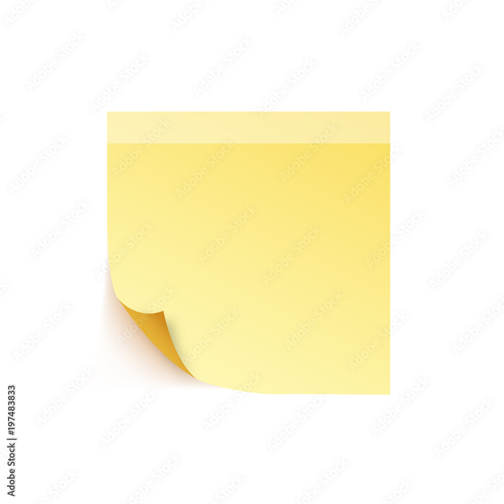 Yellow stick note isolated on white background, vector illustration Yellow stick note isolated on white background, vector illustration