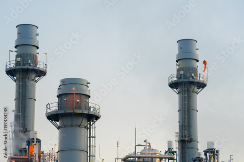 Electricity power plant with morning sky.