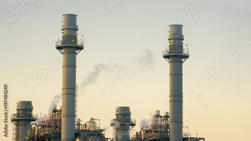 Electricity power plant with morning sky.