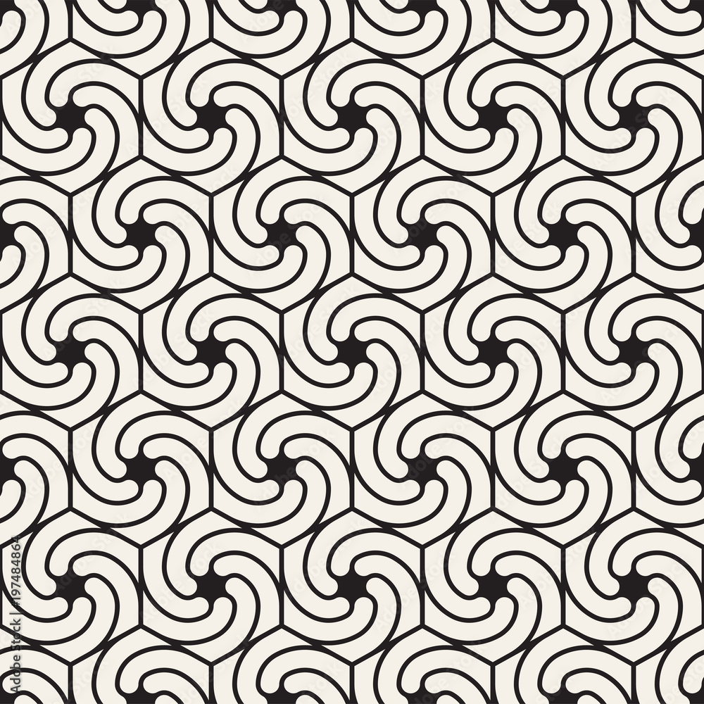Vector seamless abstract shapes pattern. Modern stylish stripes texture. Repeating geometric tiles