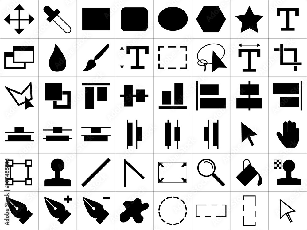 Large and detailed icon set of design tools