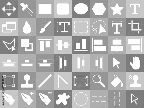 Large and detailed icon set of design tools