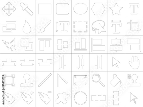 Large and detailed icon set of design tools
