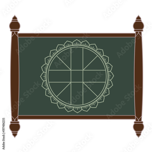 Wheel chart for Thai astrology on slate board, Symbol of Thai astrology.