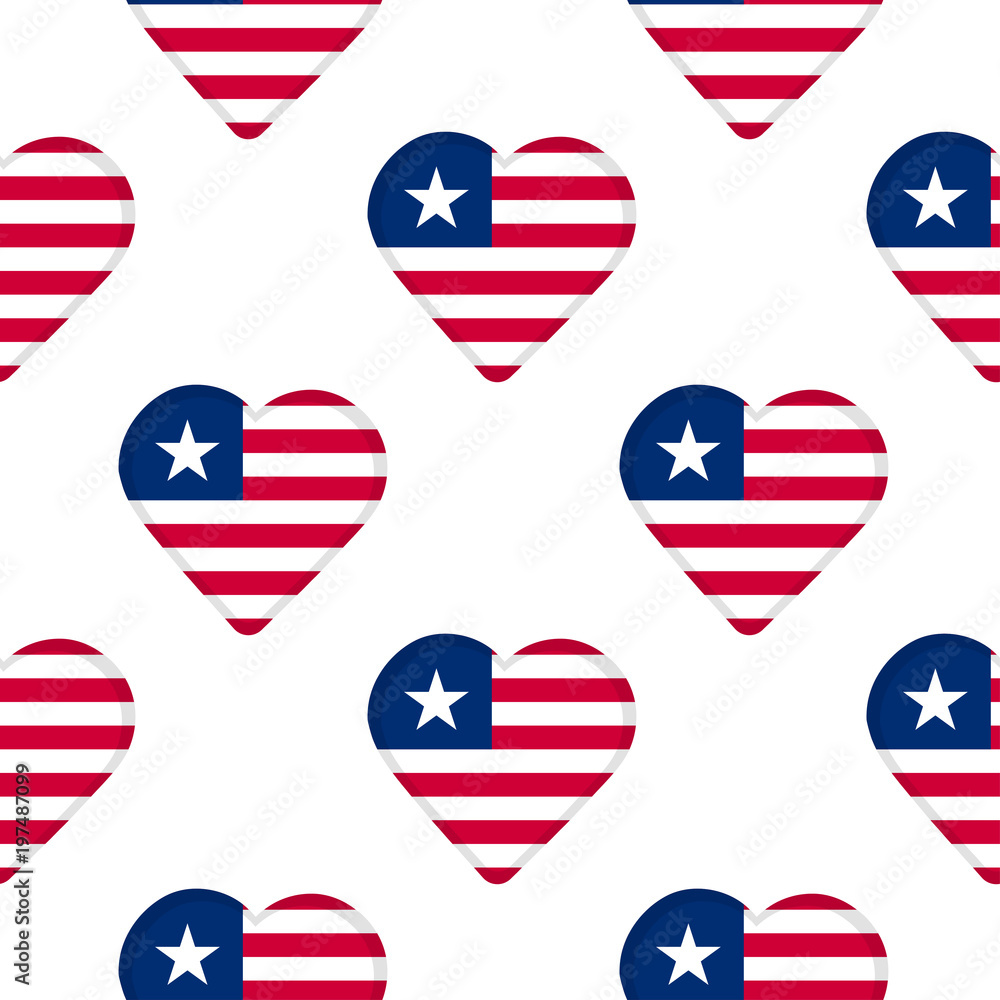 Seamless pattern from the hearts with flag of Republic of Liberia. Seamless pattern from the hearts with flag of Republic of Liberia.