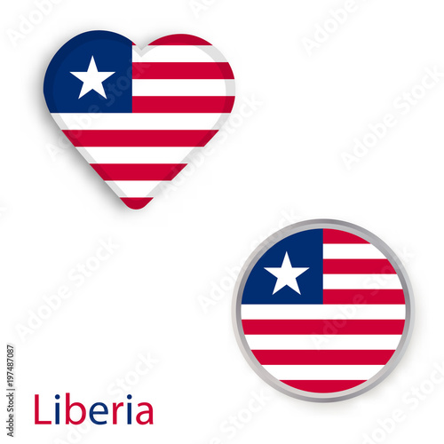 Free Download Heart and circle symbols with flag of Republic of Liberia. - GFXLoad