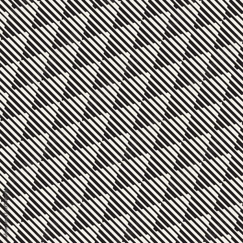 Vector seamless black and white halftone lines grid pattern. Abstract geometric background design.