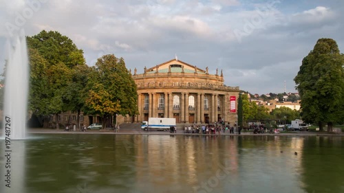 Stuttgart Staatstheater at sunrise (timelapse / hyperlapse shot) photo