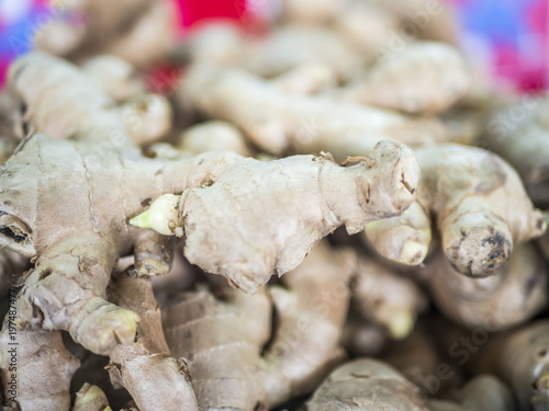 fresh ginger root for sale in market