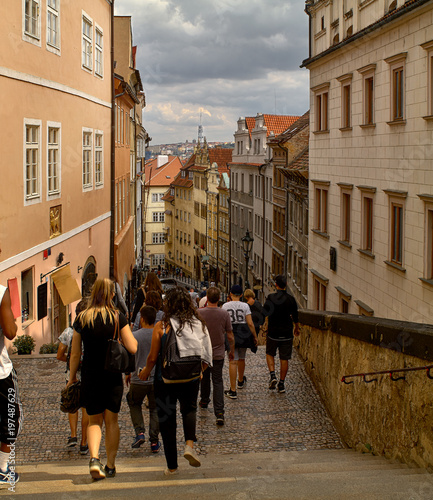 A view of the staircase in Prague from the direction of Prague Castle