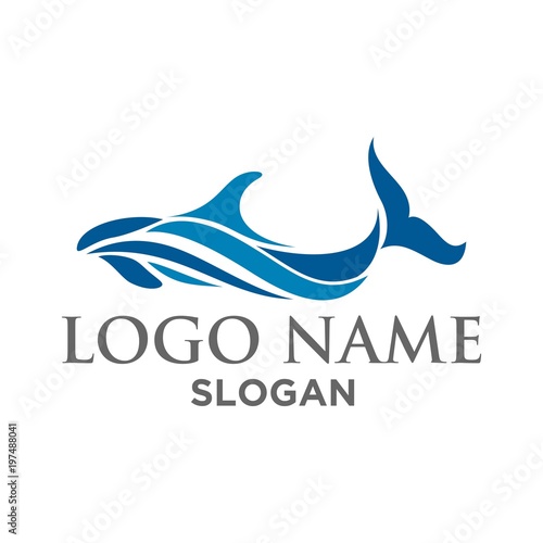 whale wave logo vector