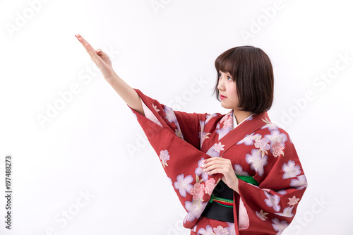 着物 大和撫子 白背景 日本舞踊 Stock 写真 Adobe Stock