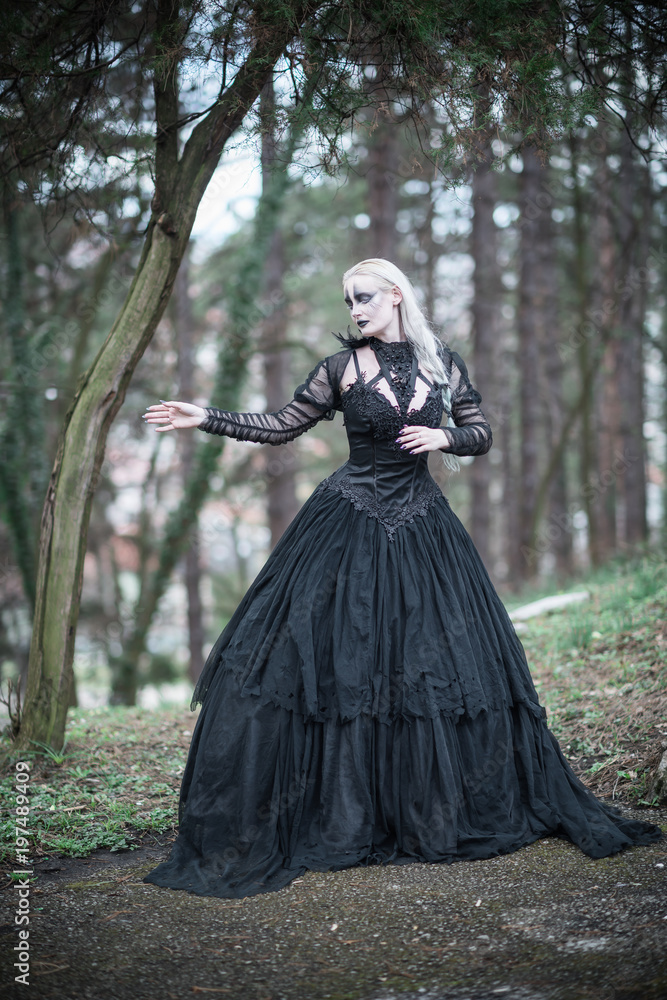 girl in black Gothic dress