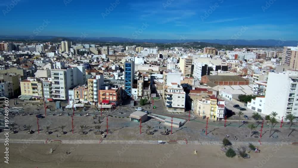 Drone en Vinaroz / Vinaros. Localidad costera de Castellon en la Comunidad Valenciana (España) junto al mar mediterraneo. Video aereo con Dron Drone en Vinaroz / Vinaros. Localidad costera de Castellon en la Comunidad Valenciana (España) junto al mar mediterraneo. Video aereo con Dron