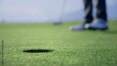 Golf put on the green. Pro golfer, perfect put, beautiful green