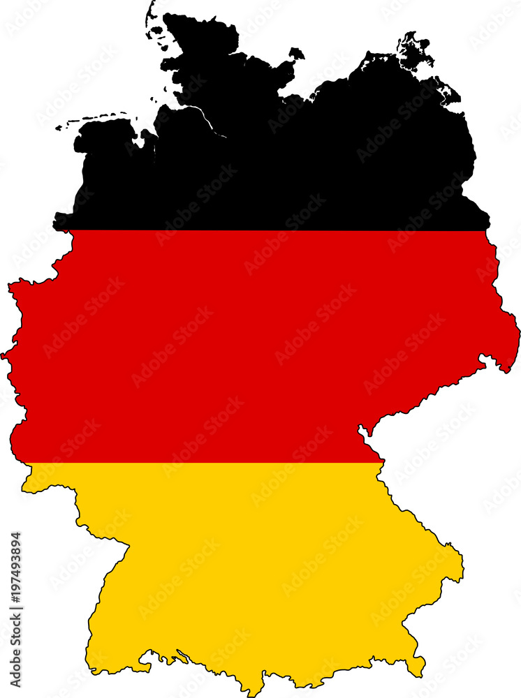 Germany map outline vector with flag. Germany map outline vector with flag.