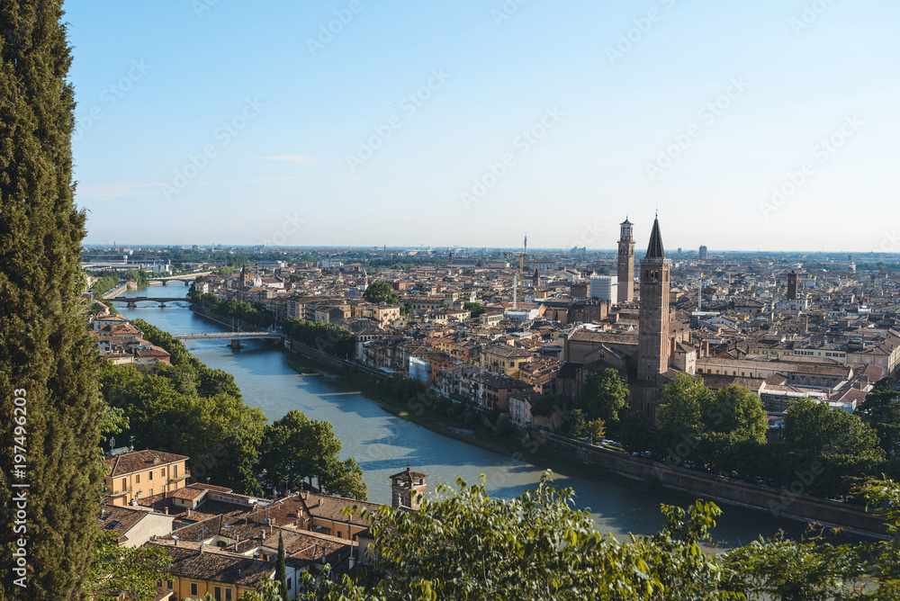 Panoramic View on City and River