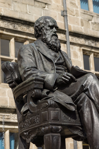 Charles Darwin statue erected in 1897 in the English town of Shrewsbury where he was born