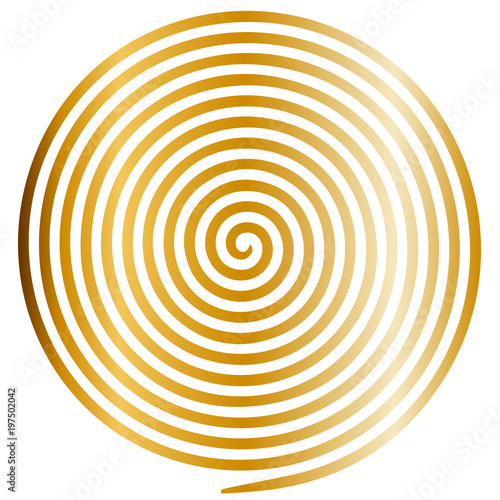 Gold round abstract vortex hypnotic spiral.