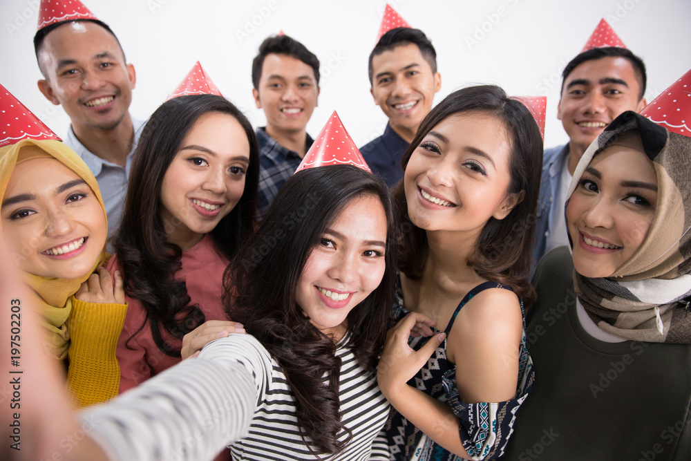 Obraz premium dance and party group of asian people
