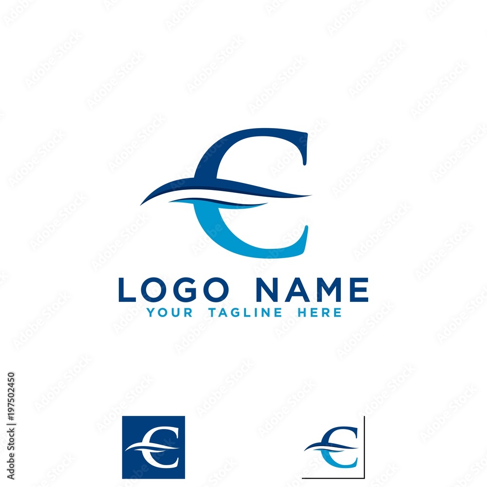 Fototapeta premium waves beach initials C logo vector