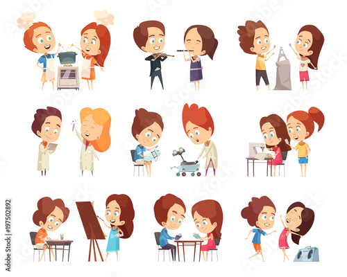Kids Classes Decorative Icons Set