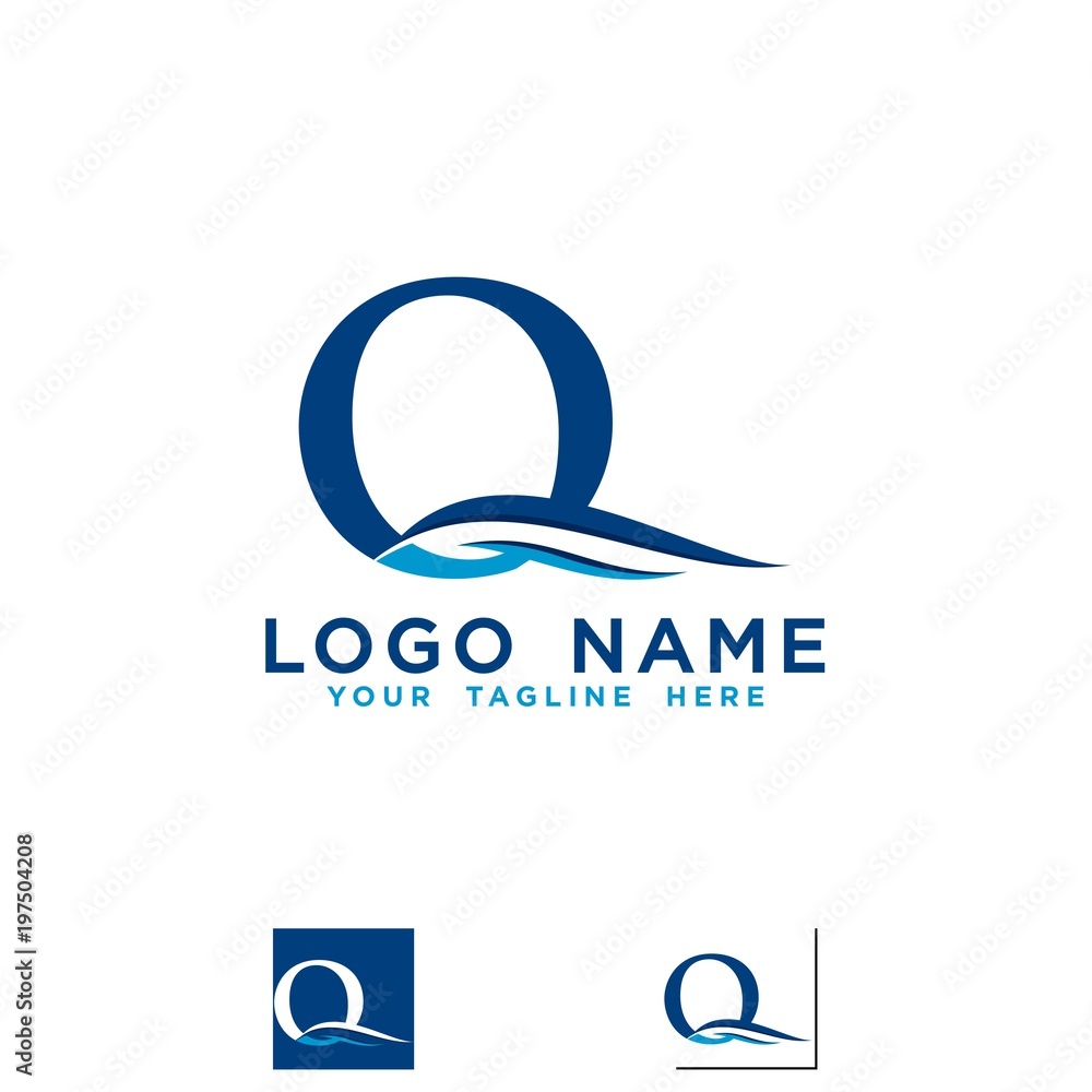 waves beach initials Q logo vector waves beach initials Q logo vector