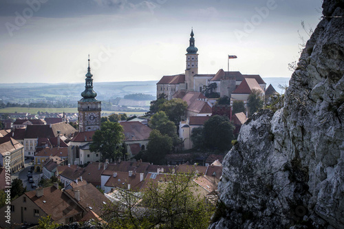 high rock and the castle tower in the South Moravian ancient town